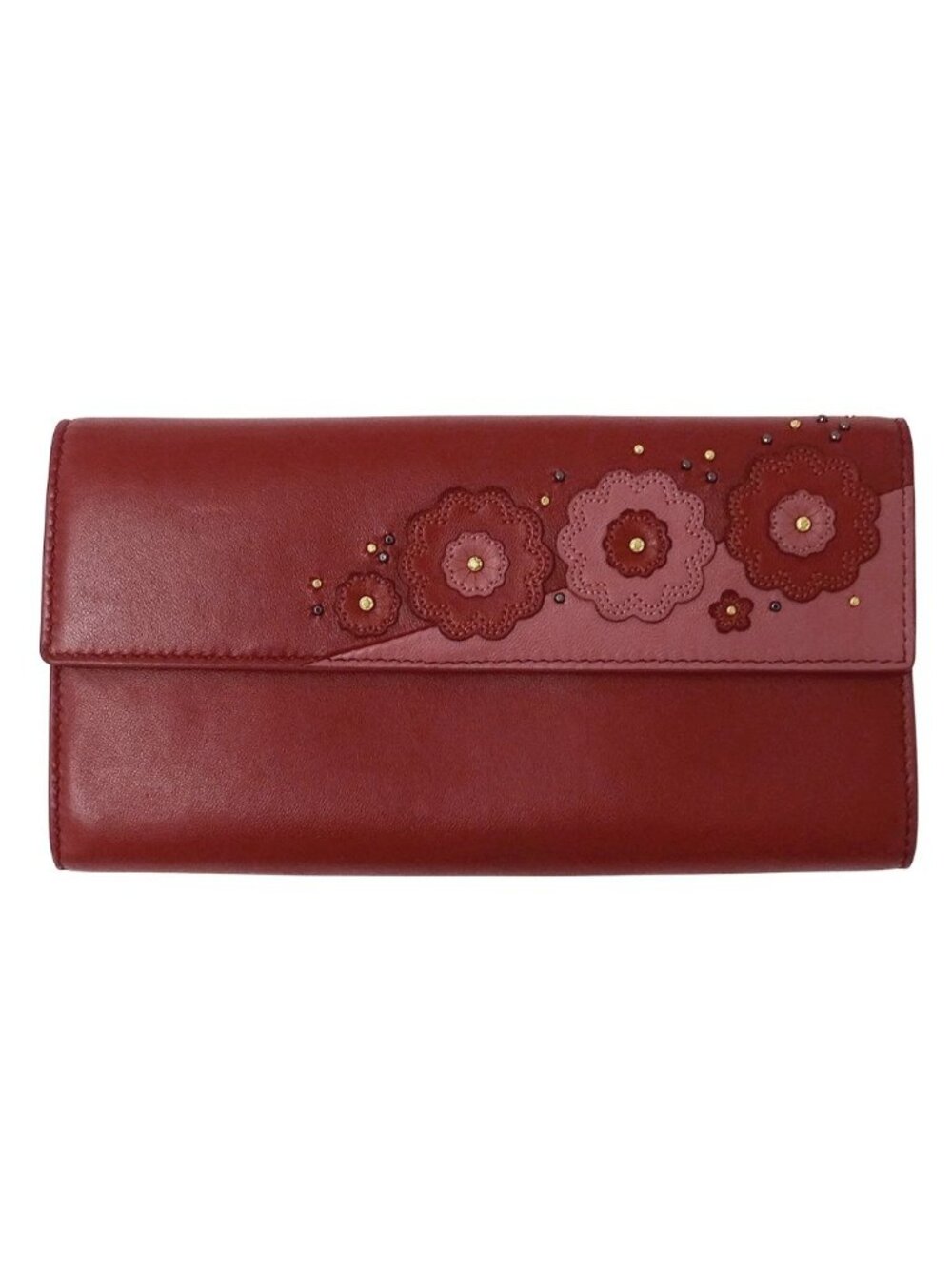 Bottega Veneta Wallet Leather Red Pink Flower
